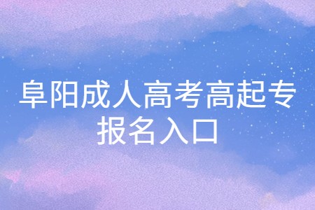 阜阳成人高考高起专报名入口